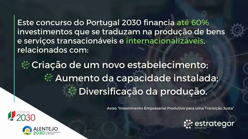 Portugal 2030 Candidaturas abertas para investimentos produtivos no Alentejo!