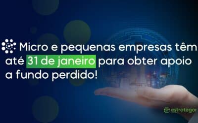 Micro e pequenas empresas têm até 31 de janeiro para obter apoio a fundo perdido!